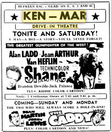 Ken-Mar Drive-In Theatre - 16 Sep 1955 Ad